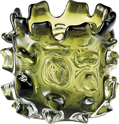 Green Horn glass hurricane votive holder