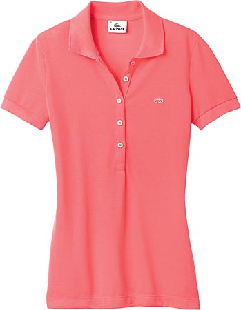 LACOSTE fluorescent pink cotton polo shirt ($85), at Lacoste, 835 North Michigan Avenue.