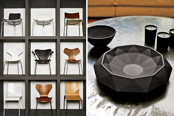 Chairs, bowl, and other tabletop items from Haute Living