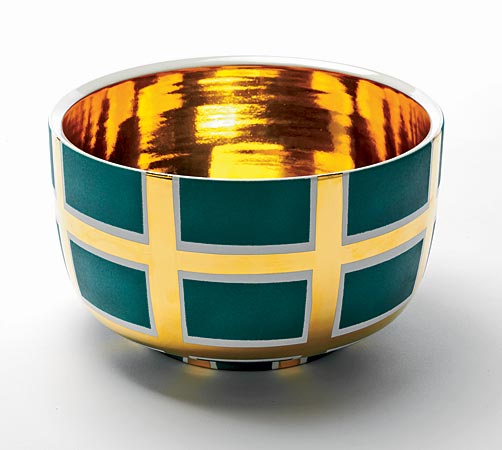 Waylande Gregory’s hand-painted 7 ½-inch-diameter ceramic Grid Bowl