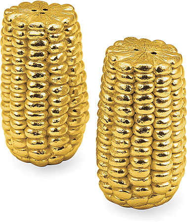 Golden Corn goldplate salt and peppers shakers by Michael Aram