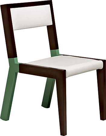 Ism Furniture’s stained walnut, leather, and powder-coated steel chair