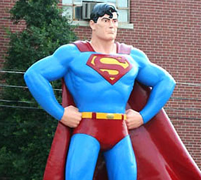 A statue of Superman, located in Metropolis, Illinois