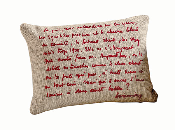 Poeme 9-by-13-inch embroidered linen pillow from the Bill Sofield Collection