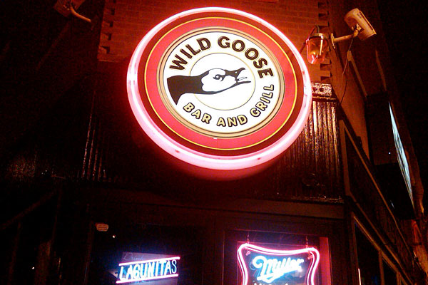 The sign outside Wild Goose Bar and Grill