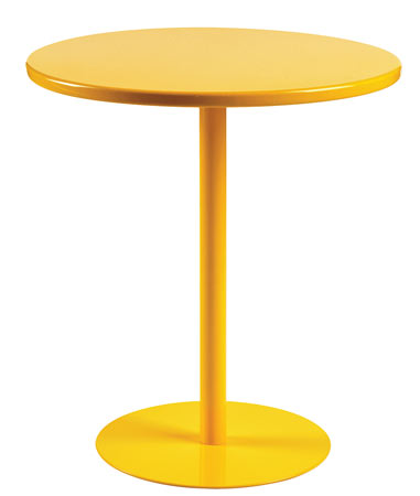 Pedestal Daffodil powder-coated steel side table, about 18 inches tall, $40, at Crate & Barrel. 