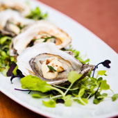 Oysters with horseradish aioli and pancetta
