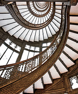 The ornate winding staircase at The Rookery