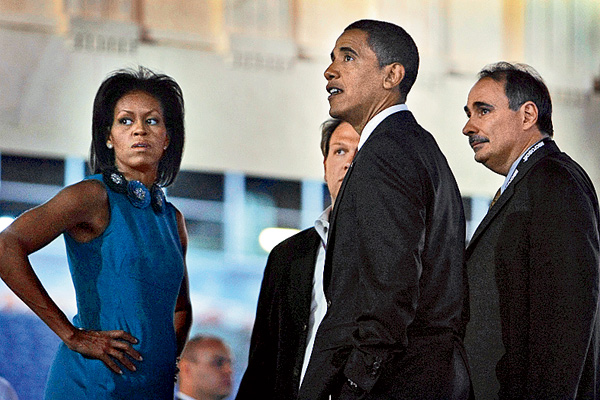 Axelrod with the Obamas