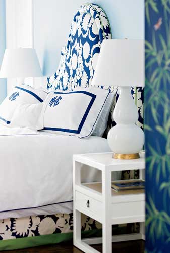 Sarah Back (backinteriors.com) loves to use navy to anchor a light-colored space or to create a homey haven. It transitions easily from summer to fall with a quick change of accent colors—pair with coral and kelly green during warm months, red or olive the rest of the year. Or simply stick with blue and white as Back does here, and add gold for a touch of glam.