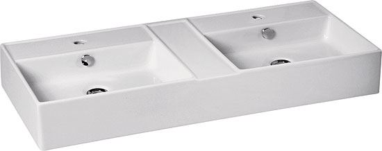 Jam wall-mount porcelain double sink with overflow