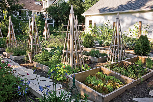 Teepees and raised beds ensure that everything has a place to call its own.