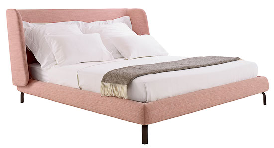 Upholstered high-backed bed frame