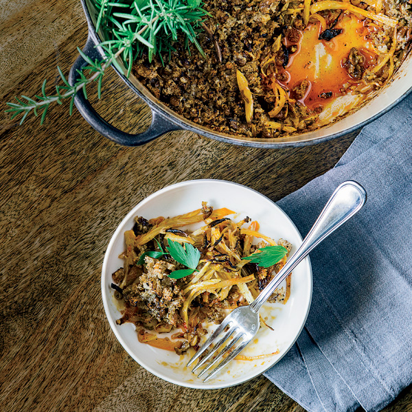 Fennel, onion, and nduja casserole