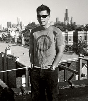 Tom on the roof of a Ukrainian Village apartment building
