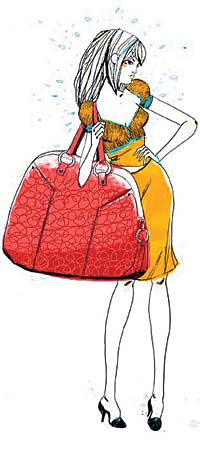 illustration of a woman holding a handbag