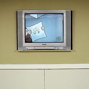 t.v. screen in Fisher's home