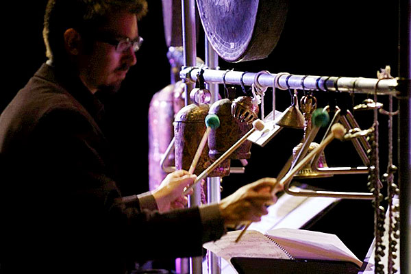 A member of Third Coast Percussion performing