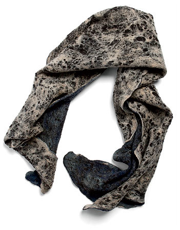 Silk and merino felt shawl
