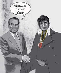 Illustration of Nixon and Blagojevich