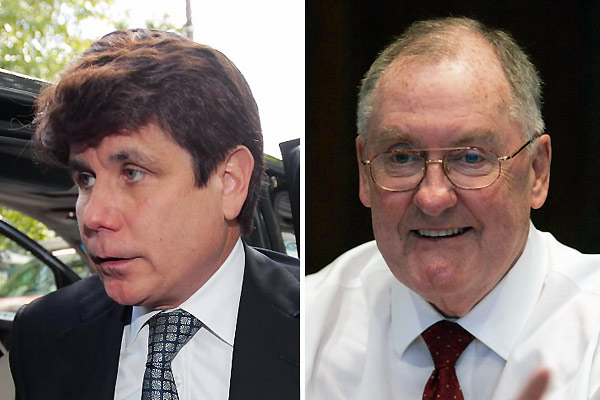 Former Illinois governors Rod Blagojevich and Jim Thompson