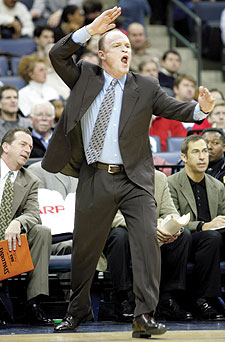 Coach Skiles directing from the sidelines