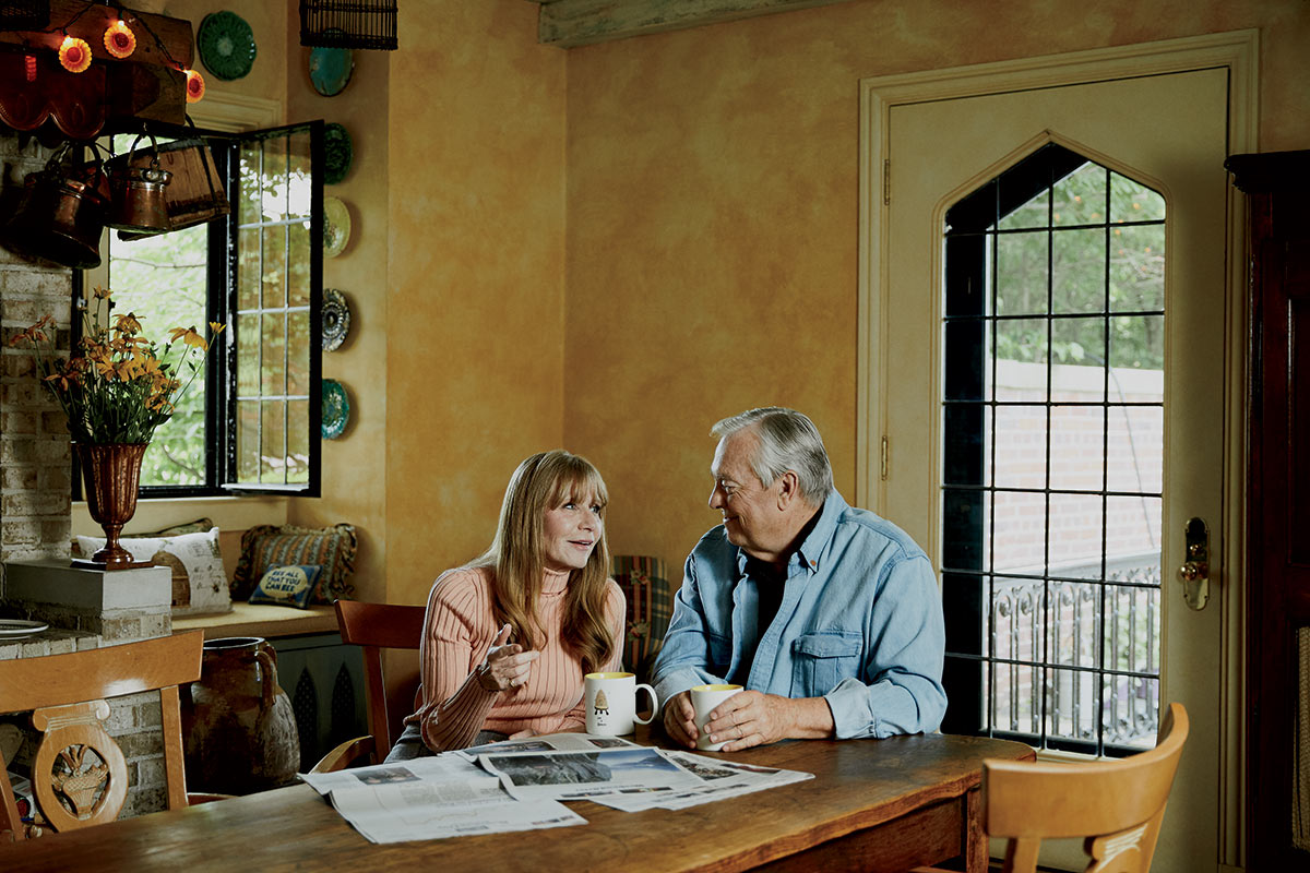 Bill Kurtis with Donna La Pietra in their Mettawa home.