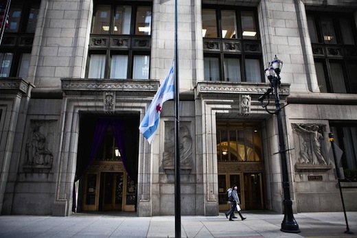 Chicago Flag at Half Staff