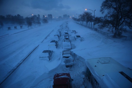 Cars stuck on Lake Shore Drive Blizzard 2011