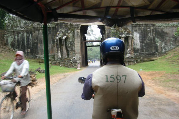 View from the back of a remorque moto in Angkor Wat, Cambodia