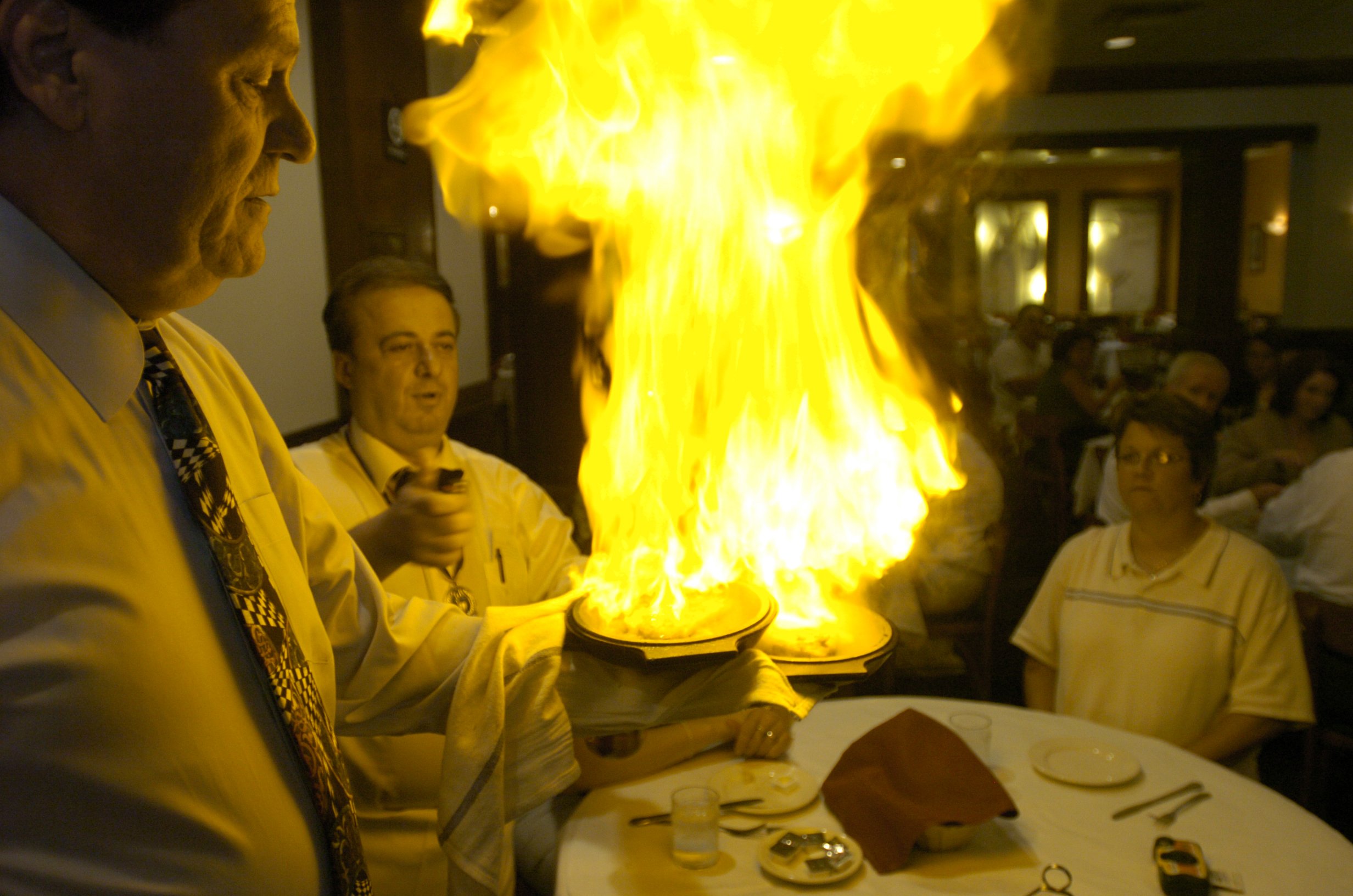Flaming cheese greek deals
