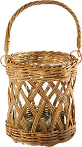 wicker bucket with glass liner