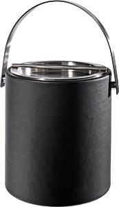 black leather and stainless steel bucket