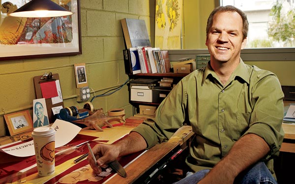 Poster boy: Jay Ryan at work in his Skokie studio