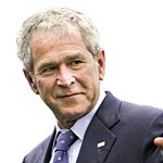 President George W Bush in the year 2008