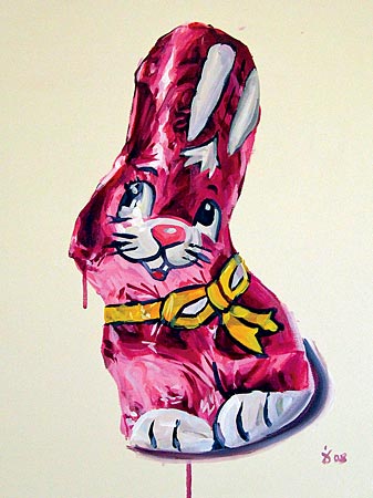 "Study for the Easter Bunny," Jeff Zimmermann, acrylic on canvas, 24 by 18 inches, $2,000; jazim.com
