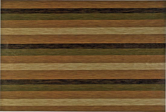 "Cork" and black striped rug