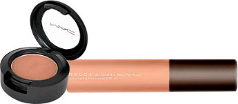 Becca Shimmering Skin Perfector and MAC shadow in Soba