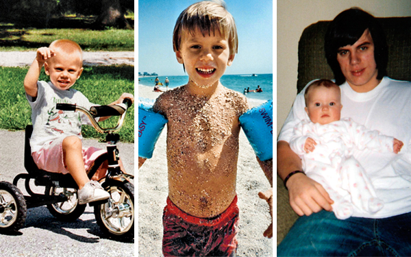 “A VERY OUTGOING, LOVING KID”: From left: Michael York, at age 2; on vacation in Florida at age 4; and age 16, at home with his baby sister, Calee.