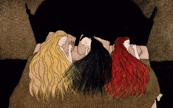 An illustration from Audrey Niffenegger's graphic novel The Three Incestuous Sisters