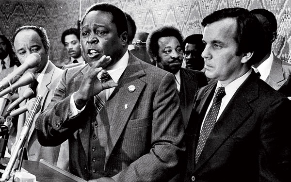 John Stroger in 1980 with his ally Richard M. Daley, then a state senator
