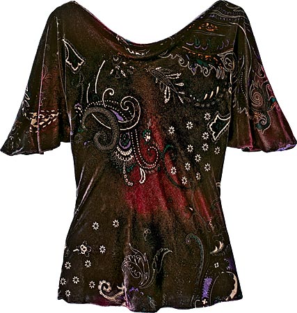 RALPH LAUREN BLACK LABEL paisley velvet Alejandra top ($698), at Ralph Lauren, 750 North Michigan Avenue.