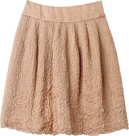 ALBERTA FERRETTI nude puckered chiffon skirt, ($845), at Chalk Boutique, 2611 Prairie Avenue, Evanston.