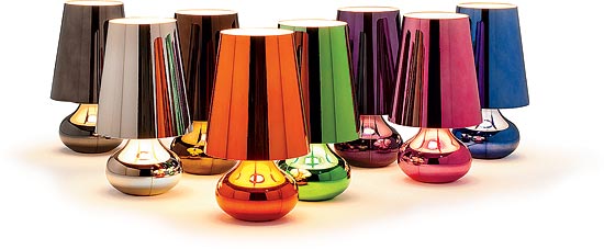 Designed by Ferruccio Laviani for Kartell and available in eight metallic colors, the Cindy lamp, $273, adds shimmery pop to any room. Orange Skin, 223 W. Erie St., 312-335-1033, orangeskin.com