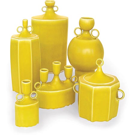 KleinReid’s 8.5 Series porcelain vessels, jars, candlesticks, and candelabra, inspired by Fellini’s 8 ½