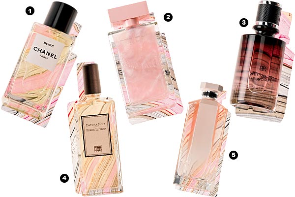 Chanel Beige, For Her Eau De Parfum by Narciso Rodriguez, Republic of Women Eau de Parfum by Banana Republic, Datura Noir Eau de Parfum by Serge Lutens, and Stellanude by Stella McCartney