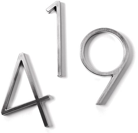 Brushed-nickel house numbers