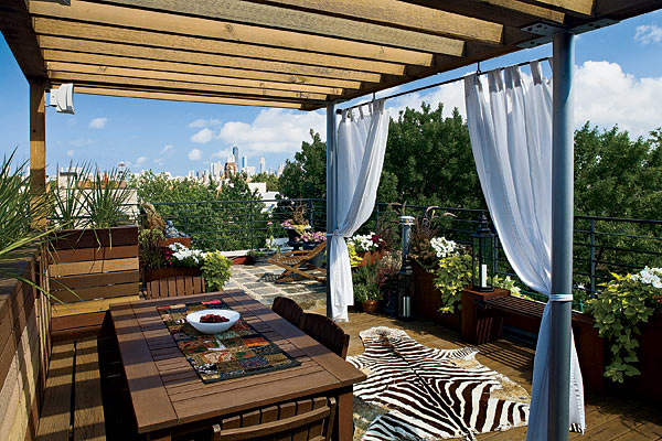 Rooftop patio and view