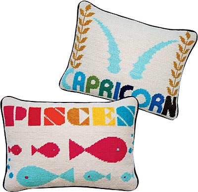Zodiac embroidered pillows