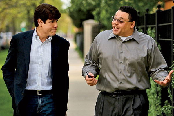 Sam Adam Jr. (right) with his client, Rod Blagojevich
